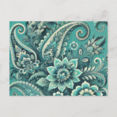 Turquoise Paisley Floral Pattern Briefkaart (Achterkant)