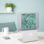 Turquoise Paisley Floral Pattern Sticker (Laptop op bureau)