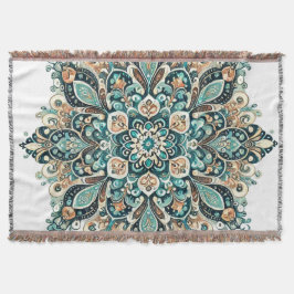 Turquoise Paisley Mandala met gouden accenten 1 Deken