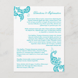 Turquoise Paisley Peacock Chic Wedding Information Informatiekaartje