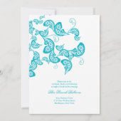 Turquoise Paisley Peacock Chic Wedding Invite Kaart (Achterkant)