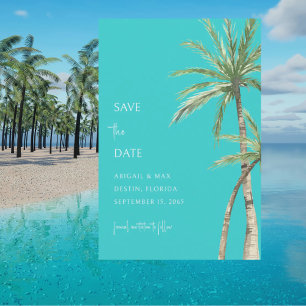 Turquoise Palm Tree Destination Save the Date