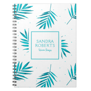 Turquoise palmbladeren patroon notitieboek