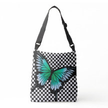 Turquoise Papillon Classic Checker Sac fourre-tout