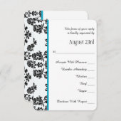 Turquoise Parisian Eiffel Tower RSVP Weddenschap C (Voorkant / Achterkant)