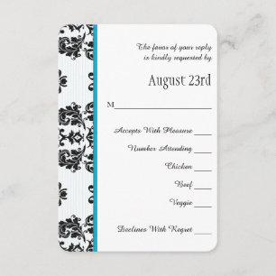 Turquoise Parisian Eiffel Tower RSVP Weddenschap C Kaartje