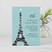 Turquoise Parisienne 21e anniversaire Invitation (Debout devant)