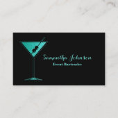 Turquoise Parties scintillant  Carte de visite bar (Devant)