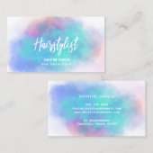 turquoise pastelwolk met waterverf visitekaartje (Voorkant / Achterkant)