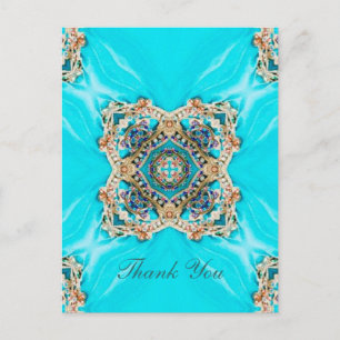  turquoise patroon bohemian dank u briefkaart