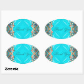  turquoise patroon bohemian dank u ovale sticker (Vel)