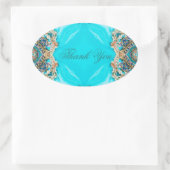  turquoise patroon bohemian dank u ovale sticker (Tas)
