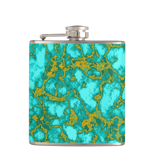 Turquoise Pattern Heupfles (Voorkant)
