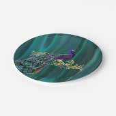 Turquoise Pauw Huwelijkspapier Bord (Gekanteld)