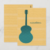 Turquoise Pays Guitare Numéro de table Carte posta (Devant / Derrière)