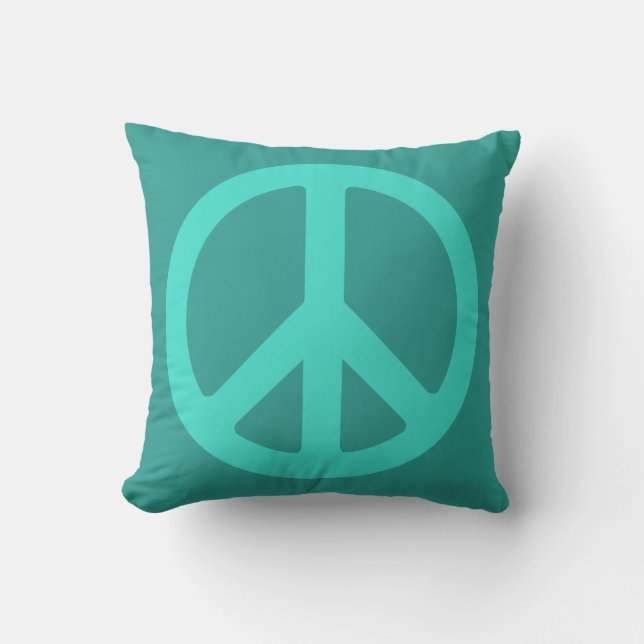 Turquoise Peace Symbol Kussen (Voorkant)