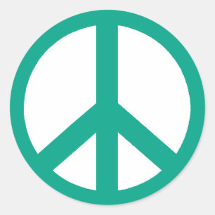 Turquoise Peace Symbol Ronde Sticker