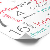 Turquoise & Peach Baby Birth Stats Gender Neutral Poster (Hoek)