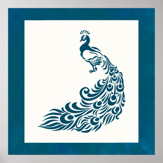 Turquoise Peacock Bold Design Art Déco élégant (Devant)