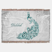 Turquoise Peacock Couverture de lancer personnalis