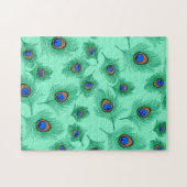 Turquoise Peacock Feathers on Light Aqua Legpuzzel (Horizontaal)