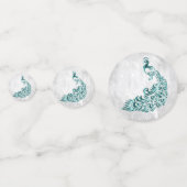 Turquoise Peacock Leaf Vine Mariage Confetti (Devant)