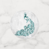 Turquoise Peacock Leaf Vine Mariage Confetti (Petit recto)