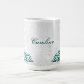 Turquoise Peacock Personnalisé Café Mug (Centre)