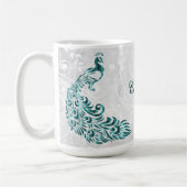 Turquoise Peacock Personnalisé Café Mug (Gauche)