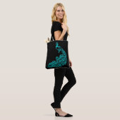 Turquoise Peacock Silhouette Sac fourre-tout noir (Sur le modèle)