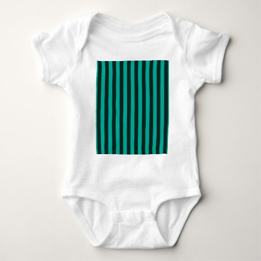 Turquoise Peacock verticale strepen Romper (Voorkant)