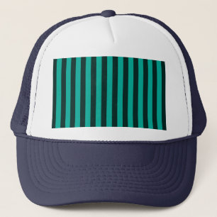 Turquoise Peacock verticale strepen Trucker Pet