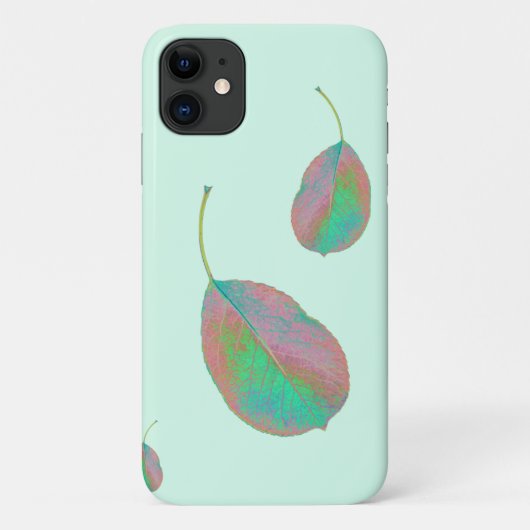 Turquoise Pear Tree Leaf iPhone 11 Coque (Dos)