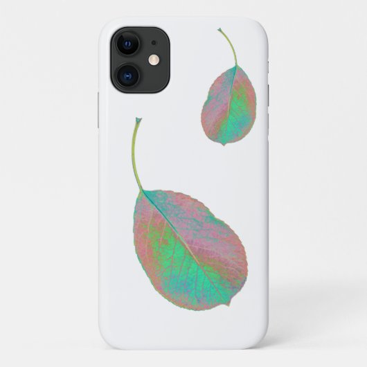 Turquoise Pear Tree Leaf iPhone 11 Coque (Dos)