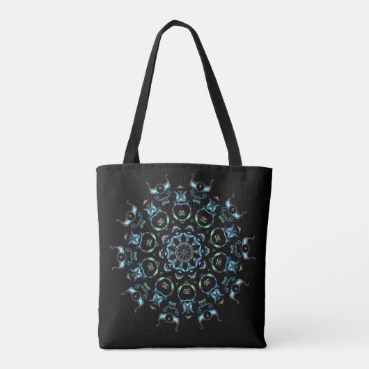 Turquoise Pearl Mandala Canvas tas (Achterkant)