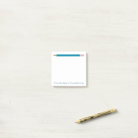Turquoise Pencil Post-it® Notes (Op bureau)