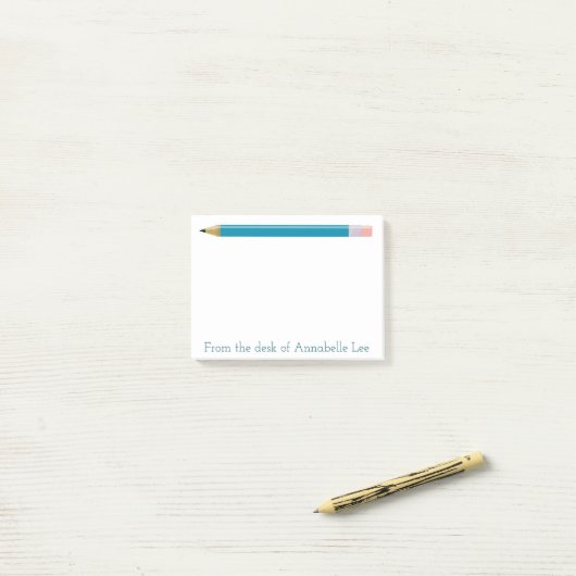 Turquoise Pencil Post-it® Notes (Op bureau)