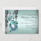 Turquoise pendaison ornements Noël Invitation de f (Devant)