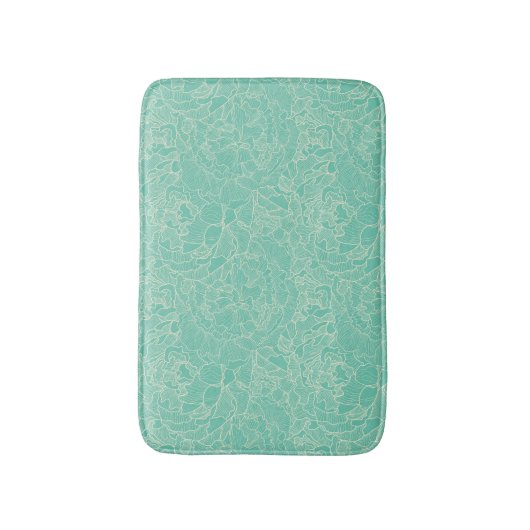 Turquoise Peony Pattern Badmat (Voorkant Verticaal)