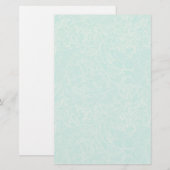 Turquoise Peony Pattern Briefpapier (Voorkant / Achterkant)