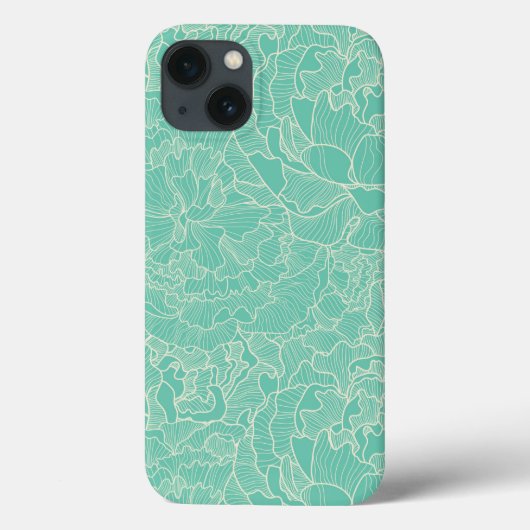Turquoise Peony Pattern Case-Mate iPhone Case (Achterkant)