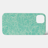 Turquoise Peony Pattern Case-Mate iPhone Case (Achterkant (horizontaal))