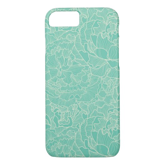 Turquoise Peony Pattern Case-Mate iPhone Case (Achterkant)