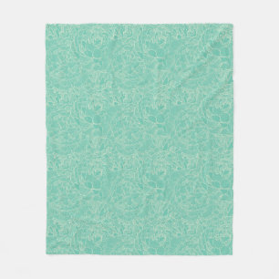 Turquoise Peony Pattern Fleece Deken