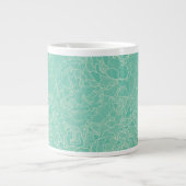Turquoise Peony Pattern Jumbo Beker (Voorkant)