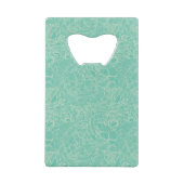 Turquoise Peony Pattern Kredietkaart Flessenopener (Achterkant)