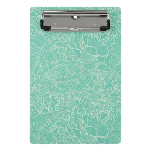 Turquoise Peony Pattern Mini Klembord (Voorkant)