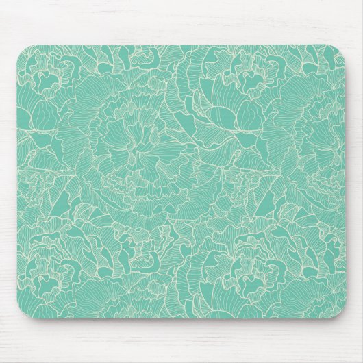 Turquoise Peony Pattern Muismat (Voorkant)