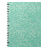 Turquoise Peony Pattern Notitieboek (Voorkant)