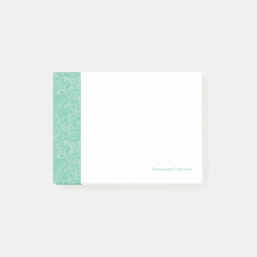 Turquoise Peony Pattern Post-it® Notes (Voorkant)